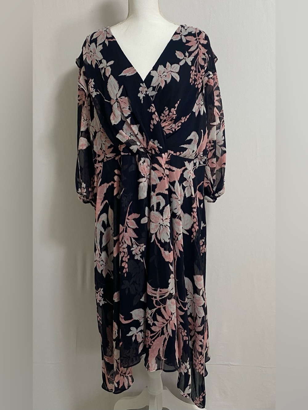 Tommy Hilfiger Black Maxi Dress with Pink Floral Print
